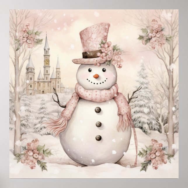 Pastel Snowman Poster (Front)