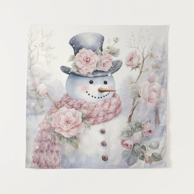Pastel Snowman Tapestry (Front)