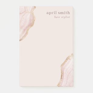 Pastel Soft Blush Rose Gold Agate Marble Texture P Post-it Notes