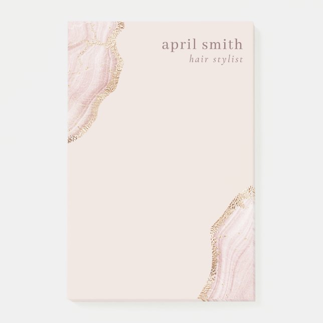Pastel Soft Blush Rose Gold Agate Marble Texture P Post-it Notes (Front)