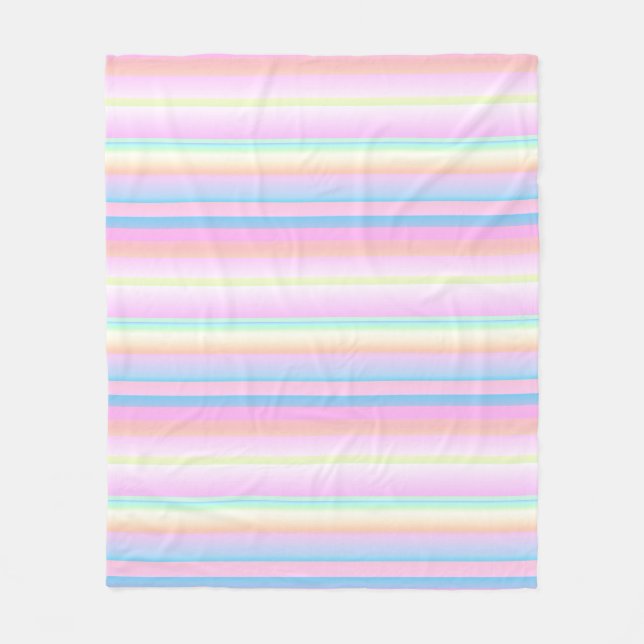 Pastel soft colour creative striped fleece blanket (Front)