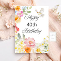 Pastel Soft Floral Birthday Flat Greeting Card