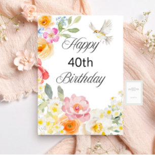 Pastel Soft Floral Birthday Flat Greeting Card