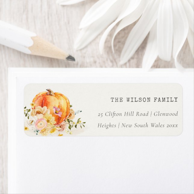Pastel Soft  Floral Pumpkin Thanksgiving Address (Insitu)