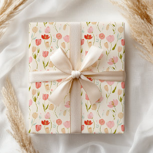 Pastel Soft Floral Watercolor Tulip Wrapping Paper