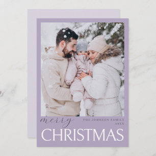 Pastel Soft Light Lavender Merry Christmas Photo Card