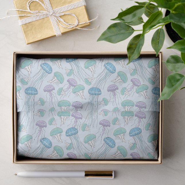 Pastel soft multicolor glowing jelly fish pattern tissue paper (Gift)