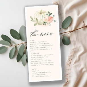 Pastel Soft White Pumpkin Blush Floral Wedding Me Menu