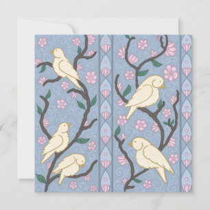 Pastel Songbirds and Blossoms Birthday Invitation