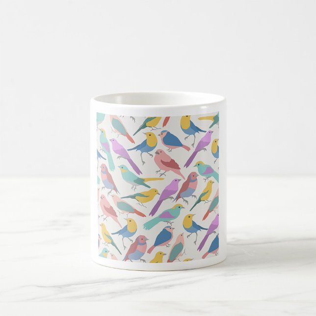 Pastel Songbirds Pattern Cute Watercolor Birds Coffee Mug (Creator Uploaded)