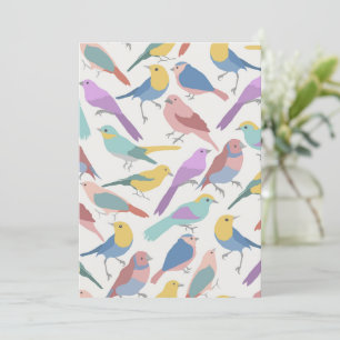 Pastel Songbirds Pattern Cute Watercolor Birds Invitation