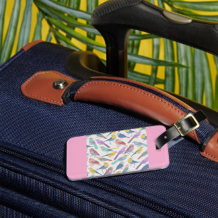 Pastel Songbirds Pattern Cute Watercolor Birds Luggage Tag