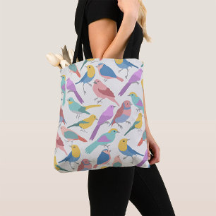 Pastel Songbirds Pattern Cute Watercolor Birds Tote Bag