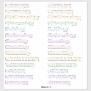 Pastel Sorbet Days of the Week Sticker Sheet