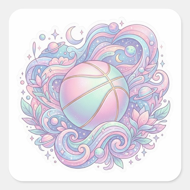 Pastel Space Basketball Aesthetic Sticker (Front)