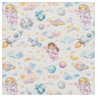 Pastel Space Girls Fabric