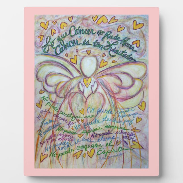 Pastel Spanish Cancer Angel Painting Poem Plaque (Front)