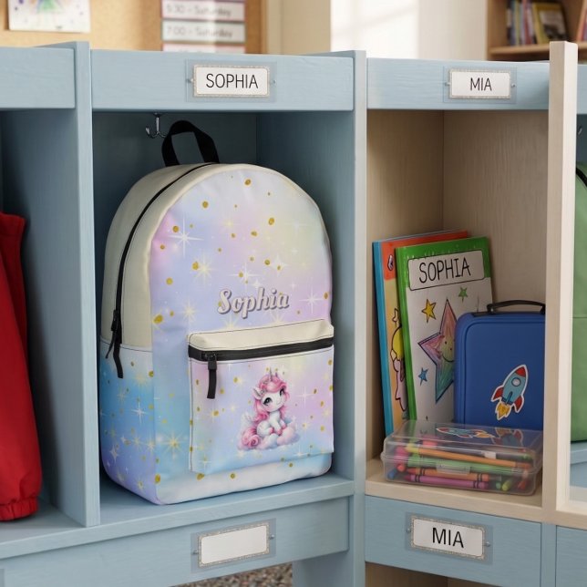 Pastel sparkle unicorn magical cloud printed backpack (Creator Uploaded)