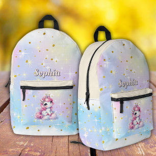 Pastel sparkle unicorn magical cloud printed backpack