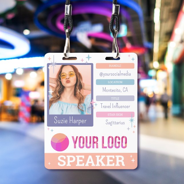 Pastel Sparkles Influencer Conference Speaker ID Badge (Creator Uploaded)