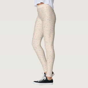 Pastel Speckled Eggshell, Splatter Paint Dots Leggings