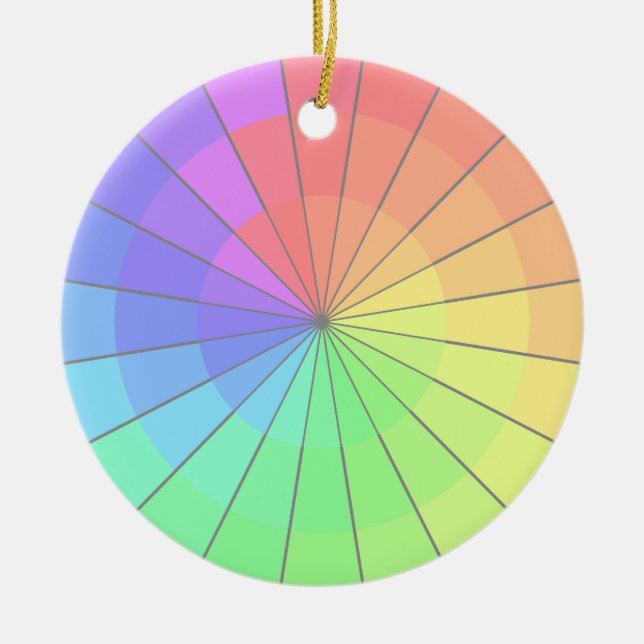 Pastel Spectrum Colours Rainbow Holiday Art Ceramic Tree Decoration (Front)