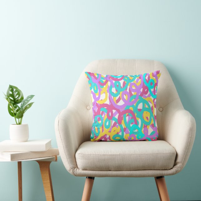Pastel Spirals Abstract Print  Cushion (Chair)