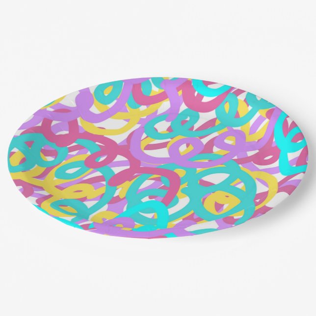 Pastel Spirals Abstract Print  Paper Plate (Angled)