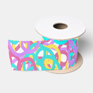 Pastel Spirals Abstract Print Satin Ribbon