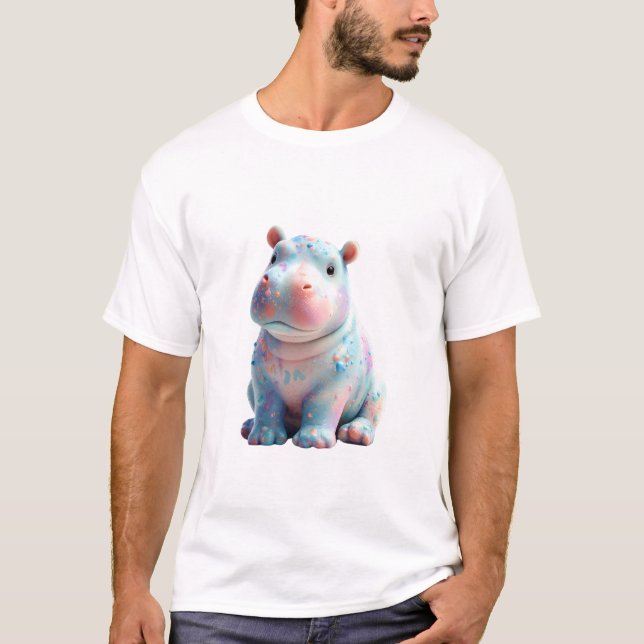 Pastel Splatter Ceramic Hippo Men T-Shirt (Front)