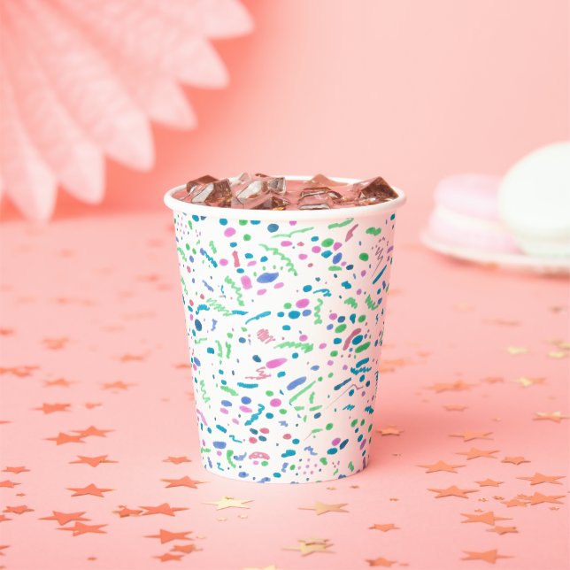 Pastel Splatter Confetti Print Paper Cup (Insitu)