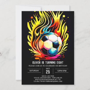 Pastel Sports Watercolor Soccer Birthday Invitation