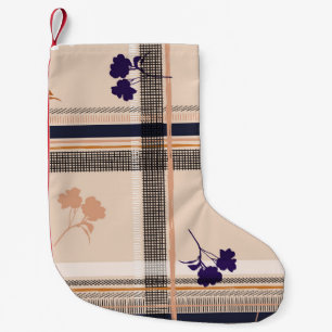 Pastel Spring Branch: Chequered Vintage Grid Small Christmas Stocking