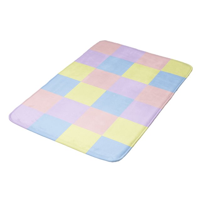 Pastel Spring Checkers Bath Mat (Angled)