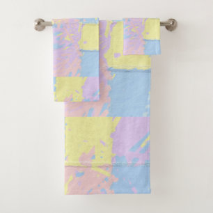 Pastel Spring Colors Paint Splatter Bath Towel Set