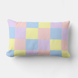 Pastel Spring Colour Checkers Lumbar Cushion