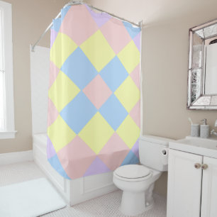 Pastel Spring Colours Argyle Shower Curtain
