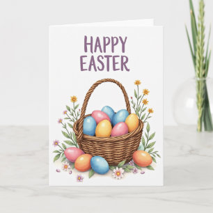 Pastel Spring Eggs Basket Card
