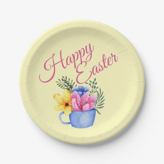 Pastel Spring Floral Arrangement Paper Plate (Front)