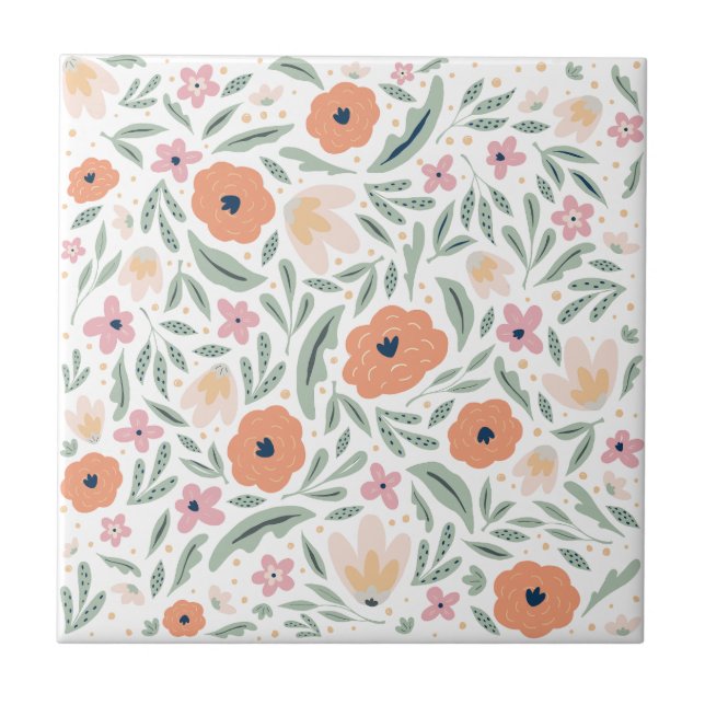 Pastel Spring Floral Pattern Tile (Front)