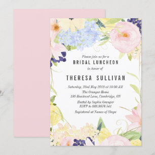 Pastel Spring Flowers Bridal Luncheon Invitation