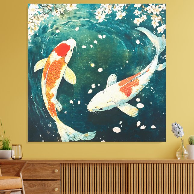 Pastel Spring Koi Blossom Canvas Print (Insitu(LivingRoom))