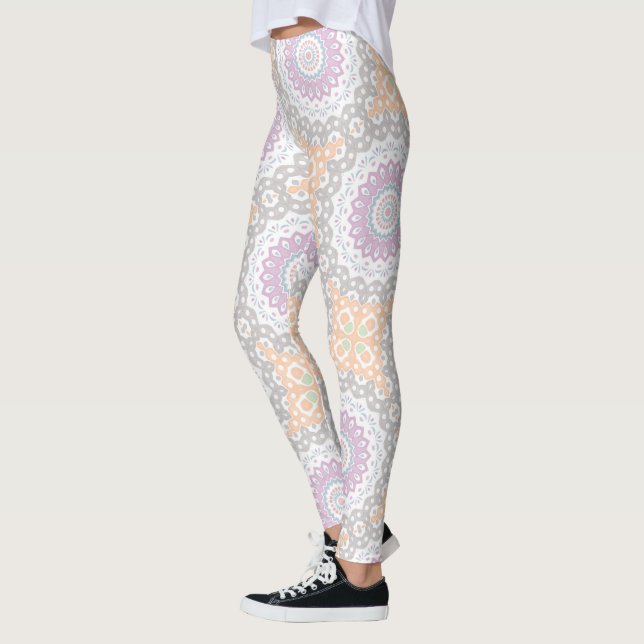 Pastel Spring Mandala Pattern in Soft Symmetry Leggings (Left)