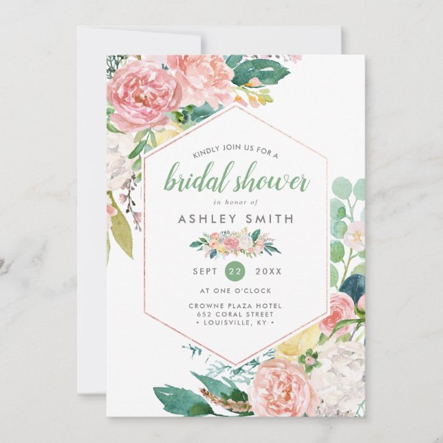 Pastel Spring | Modern Floral Frame Bridal Shower Invitation (Front)