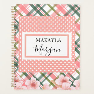 Pastel Spring Plaid Personalised Planner