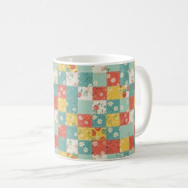 Pastel Spring Rose Pattern Coffee Mug (Front Right)