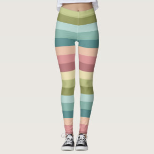 Pastel spring stripes colourful pattern leggings