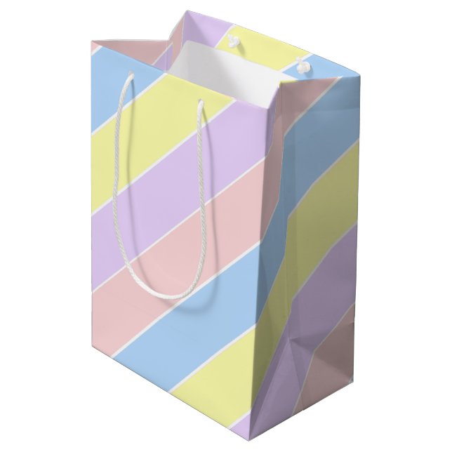 Pastel Spring Stripes  Medium Gift Bag (Back Angled)