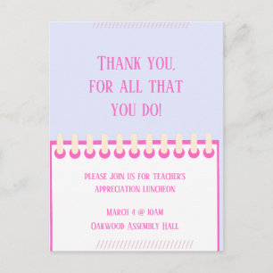 Pastel Spring Teacher Appreciation Postcard