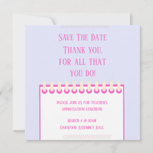 Pastel Spring Teacher Save the Date Card